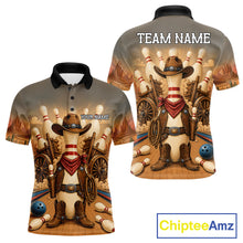 Load image into Gallery viewer, Funny cowboy bowling team polo shirt for men.