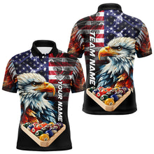 Load image into Gallery viewer, Personalized Watercolor Eagle American Flag Smoke Men Billiard Shirt, 8 Ball Rack Billiard Jerseys TDM3365