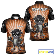 Load image into Gallery viewer, Funny Raccoon 8 Ball Billiard Shirt For Men Custom Orange Graffiti Pool Jersey Team Polo &amp; 1/4 Zip TDM5999