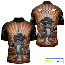 Load image into Gallery viewer, Funny Raccoon 8 Ball Billiard Shirt For Men Custom Orange Graffiti Pool Jersey Team Polo &amp; 1/4 Zip TDM5999