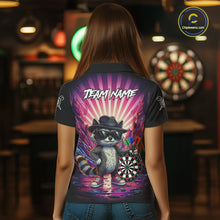 Load image into Gallery viewer, Pink Funny Raccoon Neon Graffiti Darts Shirt For Women Custom Darts Jersey Team Polo &amp; 1/4 Zip TDM6000