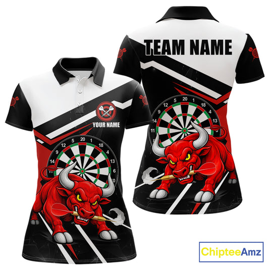 Personalized Bull Darts Jersey For Women Custom Darts Team Shirt Polo & Quarter Zip | Red TDM6236