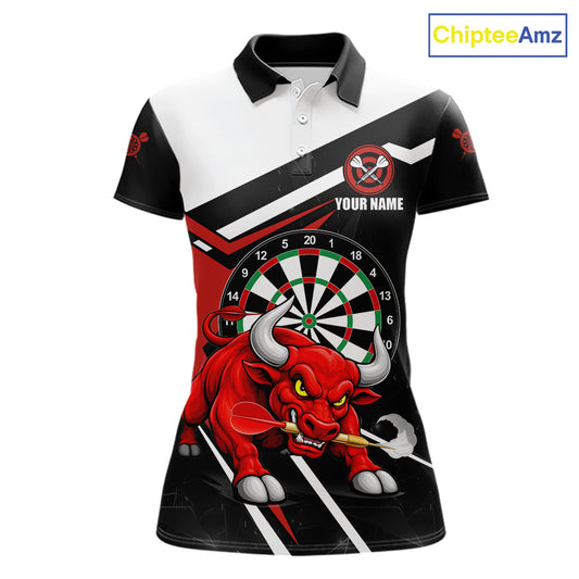 Personalized Bull Darts Jersey For Women Custom Darts Team Shirt Polo & Quarter Zip | Red TDM6236