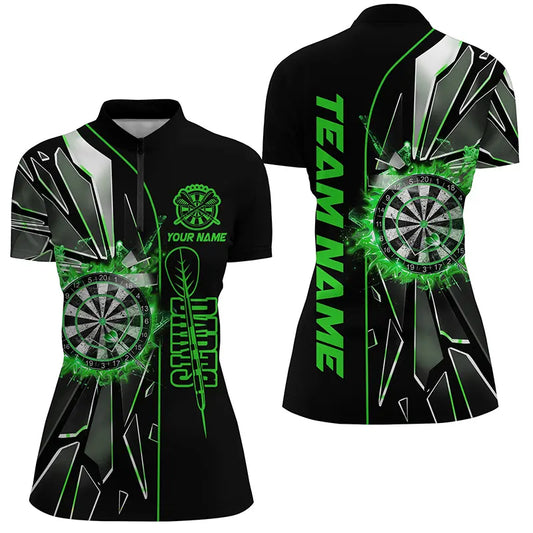 Personalized Green Break Glass 3D Darts Shirts For Women Custom Dart League Shirts Best Darts Jersey TDM2151