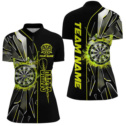 Personalized Yellow Break Glass 3D Darts Shirts For Women Custom Dart League Shirts Best Darts Jersey TDM2152