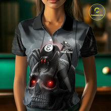 Load image into Gallery viewer, Personalized Spider 8 Ball Pool Skull Billiard Shirt For Women, Billiard Team Jersey Polo &amp; 1/4 Zip TDM5640