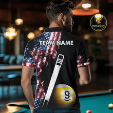Load image into Gallery viewer, US Flag Smoke 8 Ball 9 Ball Billiard Shirt For Men Custom Patriotic Pool Team Jersey Polo, 1/4 Zip TDM6011