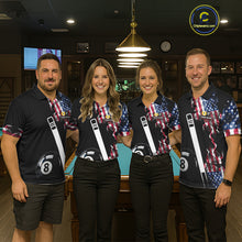 Load image into Gallery viewer, US Flag Smoke 8 Ball 9 Ball Billiard Shirt For Men Custom Patriotic Pool Team Jersey Polo, 1/4 Zip TDM6011