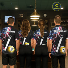 Load image into Gallery viewer, US Flag Smoke 8 Ball 9 Ball Billiard Shirt For Men Custom Patriotic Pool Team Jersey Polo, 1/4 Zip TDM6011