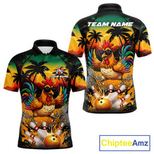 Load image into Gallery viewer, Funny Chicken Sunset Tropical Bowling Jersey For Men Custom Bowling Team Shirts Polo &amp; 1/4 Zip TDM6458