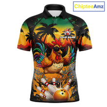 Load image into Gallery viewer, Funny Chicken Sunset Tropical Bowling Jersey For Men Custom Bowling Team Shirts Polo &amp; 1/4 Zip TDM6458