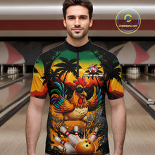 Load image into Gallery viewer, Funny Chicken Sunset Tropical Bowling Jersey For Men Custom Bowling Team Shirts Polo &amp; 1/4 Zip TDM6458
