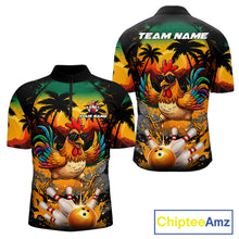 Load image into Gallery viewer, Funny Chicken Sunset Tropical Bowling Jersey For Men Custom Bowling Team Shirts Polo &amp; 1/4 Zip TDM6458