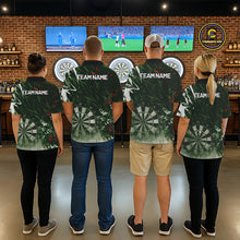 Load image into Gallery viewer, Green Geometric Darts Shirt With Pocket Option Custom Women's Darts Jersey TDM5361