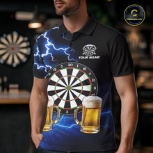 Load image into Gallery viewer, Blue Funny Beer Darts Shirt For Men Custom Lightning Darts Jersey Team Polo &amp; 1/4 Zip TDM5858