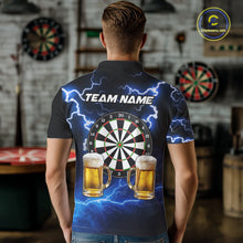 Load image into Gallery viewer, Blue Funny Beer Darts Shirt For Men Custom Lightning Darts Jersey Team Polo &amp; 1/4 Zip TDM5858