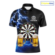 Load image into Gallery viewer, Blue Funny Beer Darts Shirt For Men Custom Lightning Darts Jersey Team Polo &amp; 1/4 Zip TDM5858