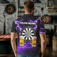 Load image into Gallery viewer, Purple Funny Beer Darts Shirt For Men Custom Lightning Darts Jersey Team Polo &amp; 1/4 Zip TDM5859