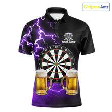 Load image into Gallery viewer, Purple Funny Beer Darts Shirt For Men Custom Lightning Darts Jersey Team Polo &amp; 1/4 Zip TDM5859