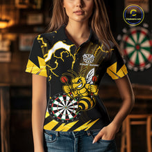 Load image into Gallery viewer, Yellow Black Funny Bee Thunder Lightning Darts Shirt For Women Custom Dart Team Jersey Polo, 1/4 Zip TDM6015