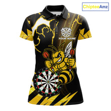 Load image into Gallery viewer, Yellow Black Funny Bee Thunder Lightning Darts Shirt For Women Custom Dart Team Jersey Polo, 1/4 Zip TDM6015