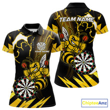 Load image into Gallery viewer, Yellow Black Funny Bee Thunder Lightning Darts Shirt For Women Custom Dart Team Jersey Polo, 1/4 Zip TDM6015