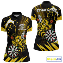 Load image into Gallery viewer, Yellow Black Funny Bee Thunder Lightning Darts Shirt For Women Custom Dart Team Jersey Polo, 1/4 Zip TDM6015