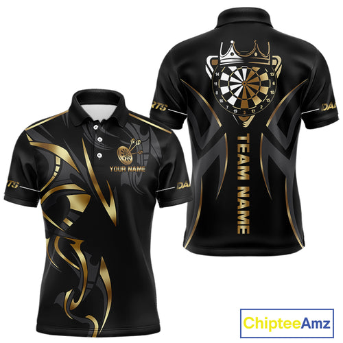 Black And Gold Dartboard Crown Dart Shirts For Men Custom Dart Jersey Team Polo & Quarter Zip TDM3835
