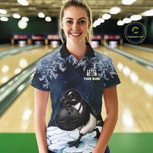Load image into Gallery viewer, Funny Great Auk Icy Bowling Ball Shirts For Women Custom Snowflake Bowling Jersey, Gift For Bowlers NYN3172