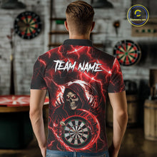 Load image into Gallery viewer, Red Grim Reaper Skull Thunder Lightning Darts Shirt For Men Custom Darts Jersey Team Polo &amp; 1/4 Zip TDM6467
