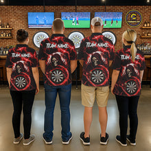 Load image into Gallery viewer, Red Grim Reaper Skull Thunder Lightning Darts Shirt For Men Custom Darts Jersey Team Polo &amp; 1/4 Zip TDM6467