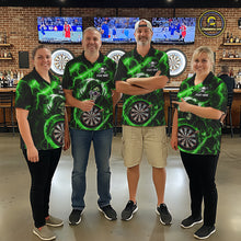 Load image into Gallery viewer, Green Grim Reaper Skull Thunder Lightning Darts Shirt For Men Custom Darts Jersey Polo &amp; 1/4 Zip TDM6469