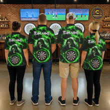 Load image into Gallery viewer, Green Grim Reaper Skull Thunder Lightning Darts Shirt For Men Custom Darts Jersey Polo &amp; 1/4 Zip TDM6469
