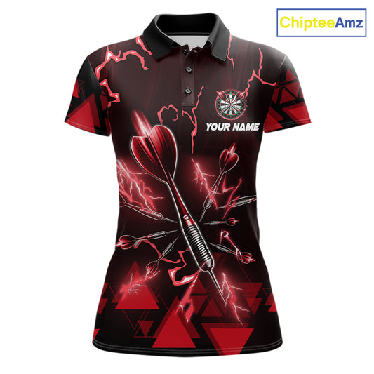 Red Darts Arrow Thunder Lightning Dart Shirts For Women Custom Dart Team Jerseys Polo & 1/4 Zip TDM5864