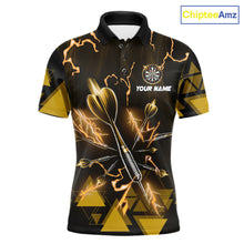 Load image into Gallery viewer, Yellow Darts Arrow Thunder Lightning Dart Shirts For Men Custom Dart Team Jerseys Polo &amp; 1/4 Zip TDM5866