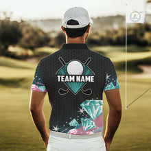 Load image into Gallery viewer, Funny Pink And Turquoise Diamonds Men Golf Polo Shirts Custom Team Golf Shirt, Golfing Gifts TDM6471