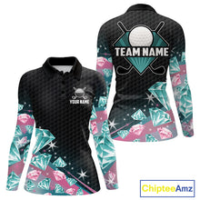 Load image into Gallery viewer, Funny Pink And Turquoise Diamonds Women Golf Polo Shirts Custom Team Golf Shirt, Golfing Gifts TDM6471