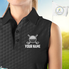 Load image into Gallery viewer, Women's Sleeveless Golf Polo Shirt Funny Pink And Turquoise Diamonds Custom Name Golf Shirts TDM6471
