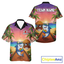 Load image into Gallery viewer, Funny Shark Sunset Tropical Hawaiian Bowling Shirts For Men Women Custom Bowling Team Jersey TDM6472