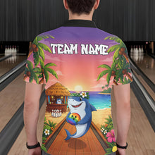 Load image into Gallery viewer, Funny Shark Sunset Tropical Bowling Shirts For Men Custom Bowling Polo &amp; 1/4 Zip, Bowling Gifts TDM6472