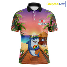 Load image into Gallery viewer, Funny Shark Sunset Tropical Bowling Shirts For Men Custom Bowling Polo &amp; 1/4 Zip, Bowling Gifts TDM6472