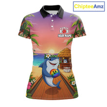Load image into Gallery viewer, Funny Shark Sunset Tropical Bowling Shirts For Women Custom Bowling Polo &amp; 1/4 Zip, Bowling Gifts TDM6472