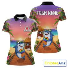 Load image into Gallery viewer, Funny Shark Sunset Tropical Bowling Shirts For Women Custom Bowling Polo &amp; 1/4 Zip, Bowling Gifts TDM6472