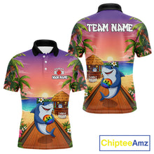 Load image into Gallery viewer, Funny Shark Sunset Tropical Bowling Shirts For Men Custom Bowling Polo &amp; 1/4 Zip, Bowling Gifts TDM6472