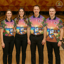 Load image into Gallery viewer, Funny Shark Sunset Tropical Bowling Shirts For Women Custom Bowling Polo &amp; 1/4 Zip, Bowling Gifts TDM6472