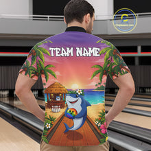 Load image into Gallery viewer, Funny Shark Sunset Tropical Bowling Shirts For Men Custom Bowling Polo &amp; 1/4 Zip, Bowling Gifts TDM6472