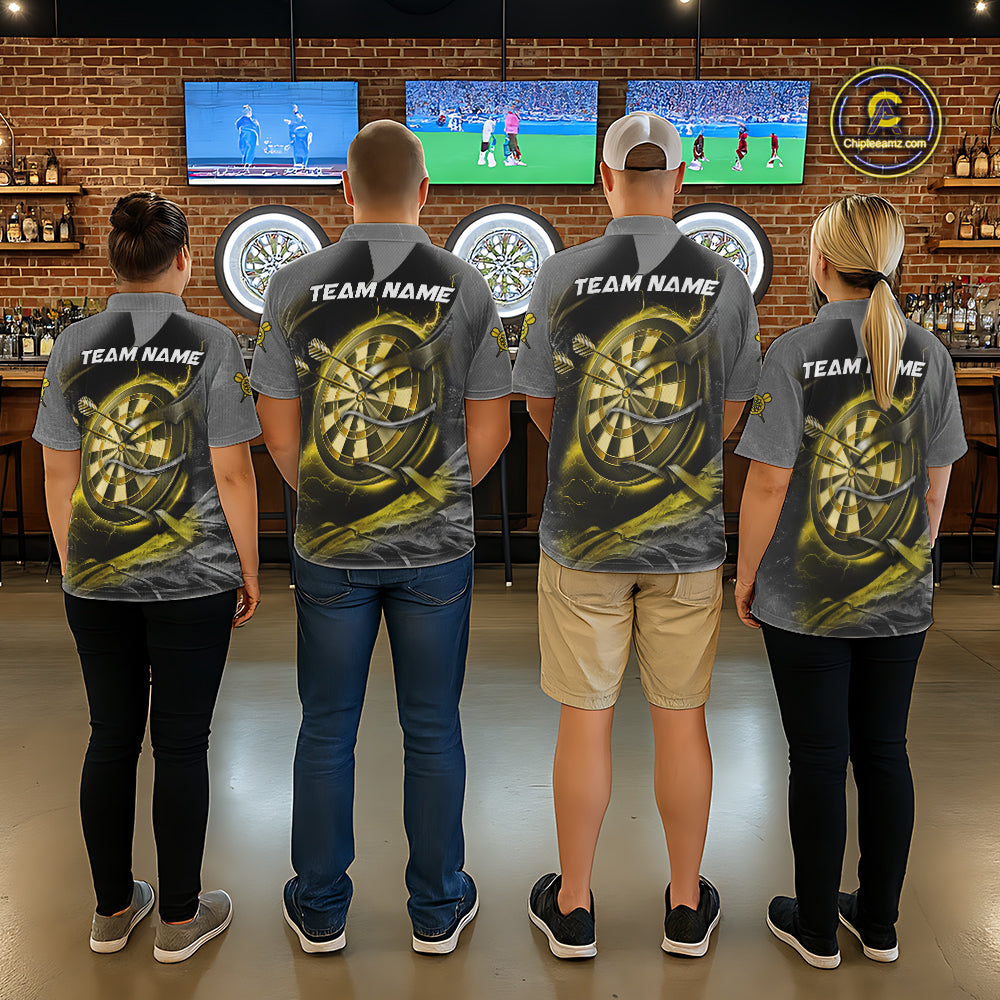 Personalized Phoenix Flame Darts Shirt For Men Custom Darts Team Jersey Polo & 1/4 Zip |Yellow TDM5650