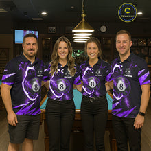 Load image into Gallery viewer, Personalized Purple 8 Ball Pool Billiard Shirts For Men Custom Thunder Lightning Pool Jerseys TDM5878