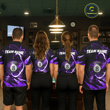 Load image into Gallery viewer, Personalized Purple 8 Ball Pool Billiard Shirts For Men Custom Thunder Lightning Pool Jerseys TDM5878