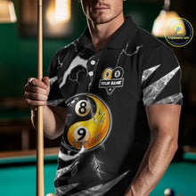Load image into Gallery viewer, Personalized White Black 8 Ball 9 Ball Yin-Yang Billiard Shirt For Men, Lightning Pool Team Jersey TDM5879